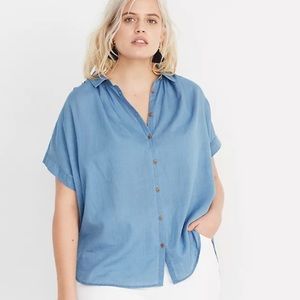 NWT Madewell Central Shirt in Bright Indigo Denim Jean Jeans Blouse Top 2X